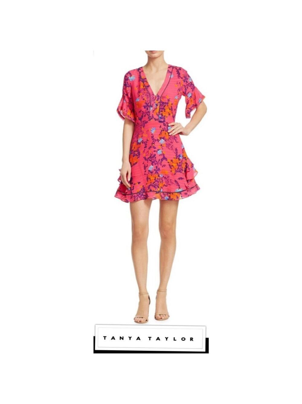 NEW Tanya Taylor 100% Silk Fairycore Designer Floral Mini Dress Retail $475